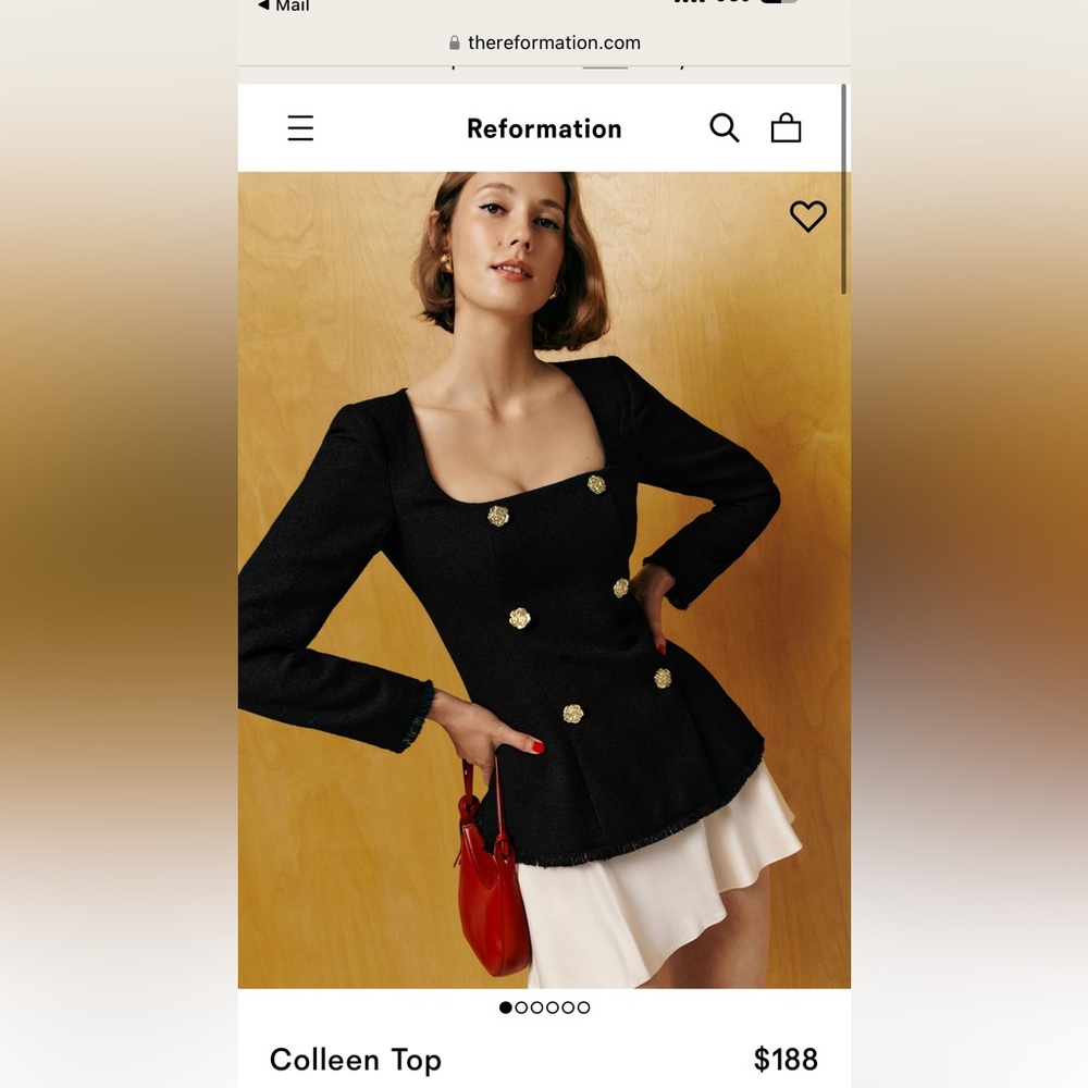 Reformation Colleen Top NWT size 2 black